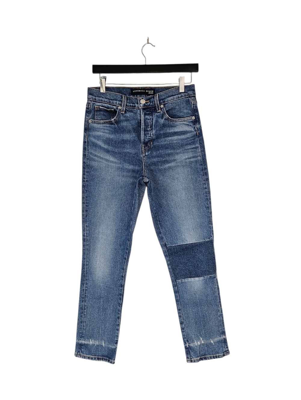 Veronica Beard Ryleigh Slim Straight High Rise Distressed Blue Jeans 26 Preowned